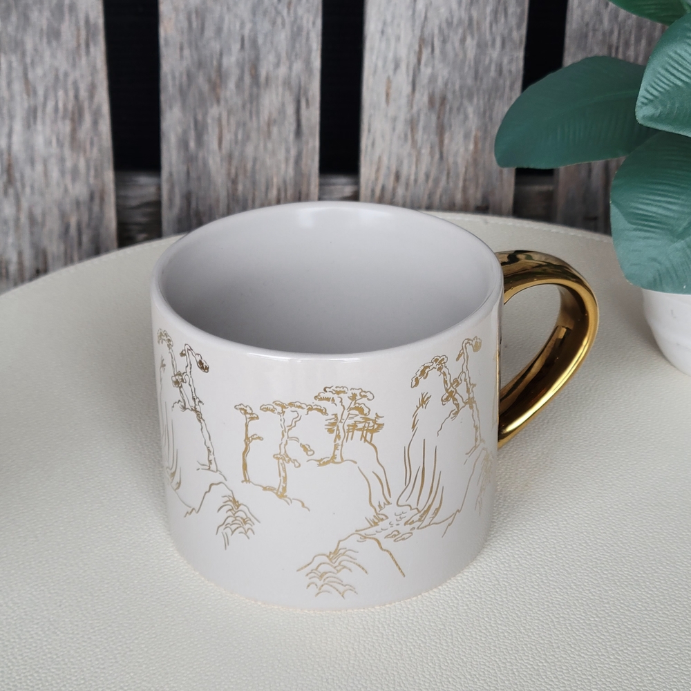BKLYN Steel Co. Artistic Gold Print Landscape Mug with Gold Handle